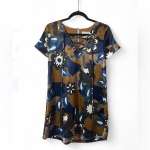 Moon River size XS blue and brown floral‎ print